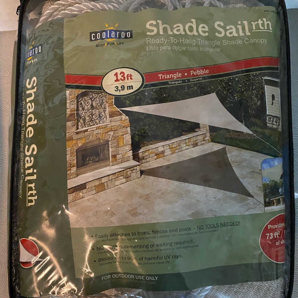 Coolaroo Triangle Shade Sail - Pebble
